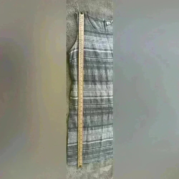 Artisan Ny Striped Linen Blend Sleeveless Dress Sz 6 Grey - Picture 5 of 7